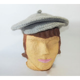 Antiga Boina Croche Feminina Cor Cinza