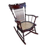 Antiga Cadeira Balanço Colonial Mogno E