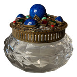 Antiga Caixa Porta Joias Cristal Baccarat E Pedras Preciosas
