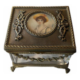 Antiga Caixa Porta Joias Vitoriano Cristal Baccarat E Bronze
