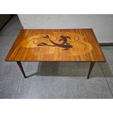 Antiga E Rara Mesa Centro Pe Palito Marchetada 80x44x41 Cm