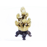 Antiga Escultura De Flores Chinesa Lapidado Em Pedra Sabão