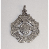 Antiga Medalha Ao Mérito Em Metal Prateado Cruz Louros