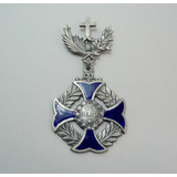 Antiga Medalha Ao Mérito Metal Prateado Cruz Esmaltada