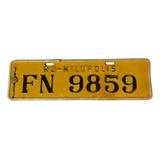 Antiga Placa Amarela De Carro Original Fn9859 Nilópolis Rj