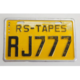 Antiga Placa Amarela De Moto Rj777 Tapes Rio Grande Do Sul