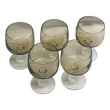 Antigo 5 Taças Em Cristal Luminarc Para Vinho Do Porto Fume