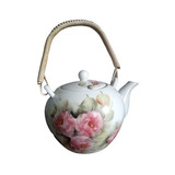 Antigo Bule De Chá Em Porcelana Floral