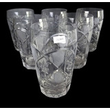 Antigo Cj 6 Copos Água Pesado Cristal Tcheco 21365 Rrdeco