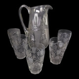Antigo Cj Refresco Água Pesado Cristal Tcheco 21366 Rrdeco