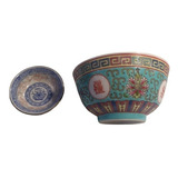 Antigo Conjunto Bowl Em Porcelana Oriental C 8023