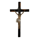Antigo Crucifixo Madeira Resplendor Prata De