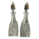 Antigo E Raro Par Perfumeiros Em Cristal Francês Lapidados