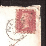 Antigo Envelope Com Selo One Penny Red 1878 Placa 197