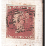 Antigo Envelope Inglaterra One Penny Red Ano 1845 4 Margens 