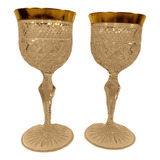 Antigo Par Taças Cristal Translucido Borda Dourada R 12046 C
