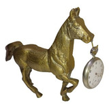 Antigo Porta Relógio Bolso Cavalo Bronze Relógio Decorativo 