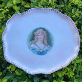Antigo Prato De Parede Bandeja Medalhão Porcelana Italiana