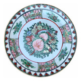 Antigo Prato Decorativo Chinês Em Porcelana Oriental