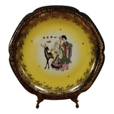 Antigo Prato Decorativo Circular Em Porcelana 30cm Medalhão
