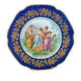 Antigo Prato Decorativo Em Porcelana Cena Galante R 8633