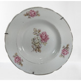 Antigo Prato Em Porcelana Com Flor R 10699