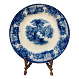 Antigo Prato Entrada Porcelana Azul Borrão Ingles Final 1800
