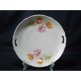 Antigo Prato Medalhão Porcelana Real Déc 60 Alças Vazadas