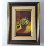 Antigo Quadro Pintado Oleo Sobre Tela Flores 7822 Rrdeco