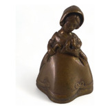 Antigo Raro Sino Bronze Figura Feminina Europa 20817 Rrdeco