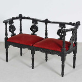 Antigo Sofa Namoradeira Barroco Madeira Entalhada Ebanizada