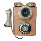 Antigo Telefone De Parede Madeira E Metal C 11827