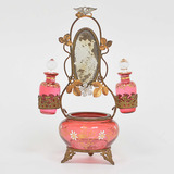 Antigo Toucador Perfumeiro Vidro E Metal Veneziano Rosa