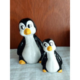 Antigos Pinguins De Geladeira Porcelana Mãe E Filha