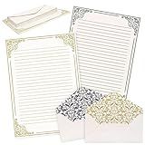 AnyDesign 60 Folhas De Papel De Papelaria Vintage Com 30 Peças De Envelopes Autoadesivos Dourado Preto Borda Carta Papel De Carta Papel De Escrita Dupla Face Para Convite De Casamento De Aniversário Agradecimento Saudações
