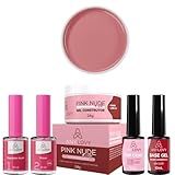 ANYLOVY Kit Anylovy Com Base Primer Regulador De PH Top Coat E Gel Cor GEL PINK NUDE NUDE