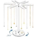 AOFLLU Organizador De Joias Giratório De Acrílico Suporte Organizador De Colar Transparente Com 84 Ganchos Suporte De Exibição De Colar Giratório Para Colares Pulseiras Anéis Brincos De 33 Cm De