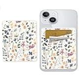 AOHRO Suporte Para Cartão De Telefone Carteira De Couro Com Dois Bolsos Adesivos Porta Cartões Fofo Suporte De Cartão De Crédito Para Capa De Telefone Compatível Com A Maioria Dos Telefones Coloridos Boho Folha