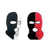 Aoozleny 3 Furos De Malha De Duas Cores Máscara De Esqui Balaclava Máscara Facial Completa Para Ciclismo Esqui Inverno Esportes Ao Ar Livre 2 Pares Vermelho Preto Preto Branco Tamanho Único