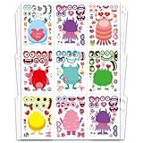 Aowplc 32 Folhas De Adesivos De Monstro Dos Namorados - Presentes De Dia Dos Namorados Para Crianças- Artesanato Faça Você Mesmo E Suprimentos De Festa Para Sala De Aula - Intercâmbio Divertido Dos