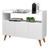 Aparador 3 Portas Buffet Master Retrô Cores Acabamento Brilhante Cor Branco Marca J a Moveis