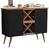 Aparador Balcão Buffet Elegance Pés Palito Retro 2 Portas Adega Cantinho Do Café Preto Nature 