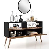 Aparador Buffet Multiuso Moderno Rack Sala Cozinha E A Preto Nature
