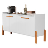 Aparador buffet Retrô Cretta 4 Portas Cantinho Shark Moveis Cor Branco