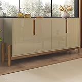 Aparador Buffet Sala Lizz 170cm Com Pés De Madeira Maciça Champagne Cedro