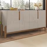 Aparador Buffet Sala Lizz 170cm Com Pés De Madeira Maciça Off White Cedro