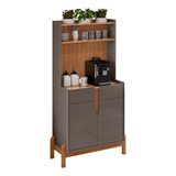 Aparador Cantinho Café 50525 2 Portas 81cm Cinza Perola Cedro Dcasa