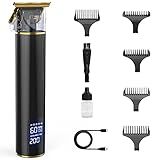Aparador De Barba Profissional Para Homens Kit Elétrico De Corte De Cabelo Sem Fio Totalmente Em Metal Aparador De Cabelo Masculino Tipo C Recarregável Visor De LED 5 Pentes Guias 3