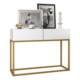 Aparador Eros 900 Industrial Alto Padrão Base De Ferro Cor Branco dourado