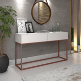 Aparador Eros Com Pés De Metal Rosê Gold Estilo Industrial Cor Branco rose Gold